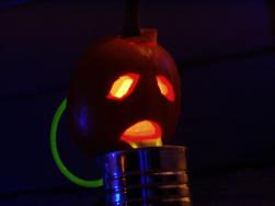 pumpkin vomits fluorescent water