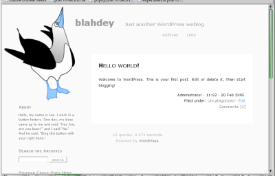 screenshot of the Blue-Footed Booby theme