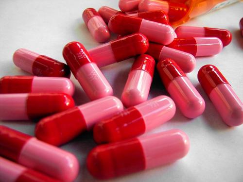 pink and red penicillin pills