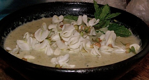 Cream of locust blossom soup